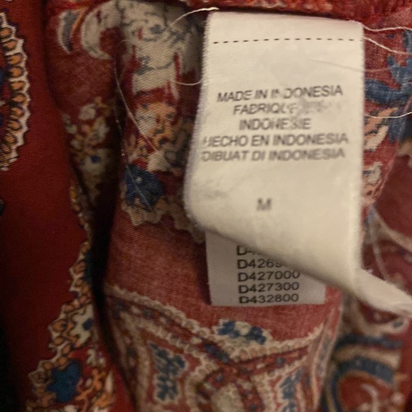 LUCKY BRAND Floral Self-Tie Cuff Floral Boho Chic Henley Peasant Blouse Medium - Picture 10 of 11